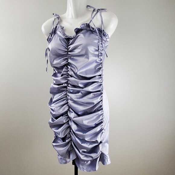 ROUGHED FRONT SHOULDER TIE DRESS - Picture 4 of 7